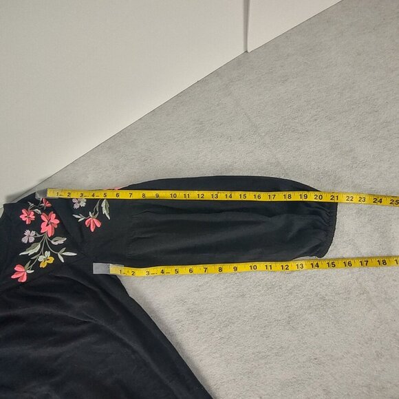 Old Navy Cotton Blend Tunic Dress Black Embroidered V-Neck Lined Size Medium - Picture 10 of 13